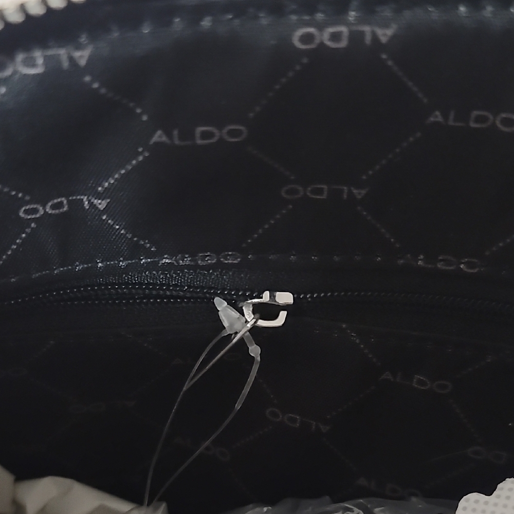 Aldo Shiny Silver Mirror-Effect Chain Handle Crossbody Bag - Picture 8 of 12